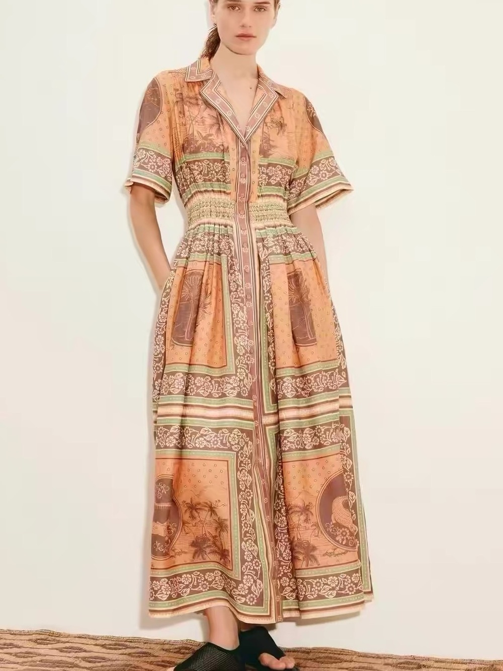Alemais Alberta Smocked Maxi Shirtdress, 2 4 6 8